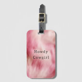 ピンククリームアニマルコウィド女性のカーボーイファー ラゲッジタグ (正面縦)
