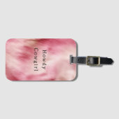 ピンククリームアニマルコウィド女性のカーボーイファー ラゲッジタグ (正面横)