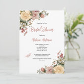 ピンククリームウォーター色ヴィンテージフローラブライダルシャワー 招待状 (スタンド正面)