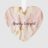 ピンククリームサウスウエスト女性のカーボーイ牛革 オーナメント (正面)