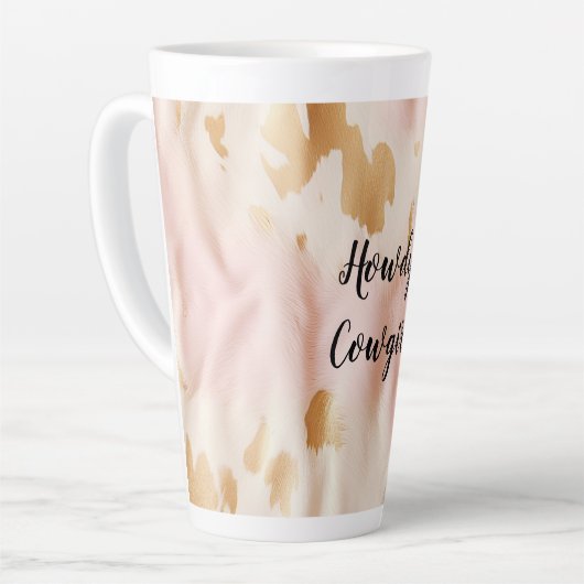 ピンククリームサウスウエスト女性のカーボーイ牛革 カフェラテマグ (左アングル)