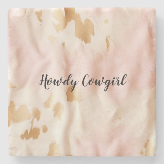 ピンククリームサウスウエスト女性のカーボーイ牛革 ストーンコースター (正面)