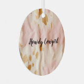 ピンククリームサウスウエスト女性のカーボーイ牛革 メタルオーナメント (正面右)