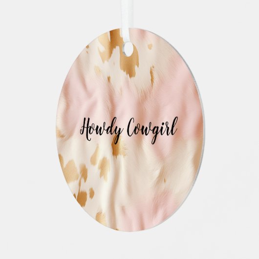 ピンククリームサウスウエスト女性のカーボーイ牛革 メタルオーナメント (正面左)