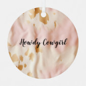 ピンククリームサウスウエスト女性のカーボーイ牛革 メタルオーナメント (正面)