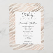 ピンククリームゼブラアニマルプリントベビーシャワー 招待状 (正面/裏面)