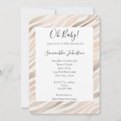 ピンククリームゼブラアニマルプリントベビーシャワー 招待状 (正面)