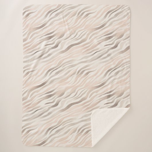 ピンククリームゼブラアニマルプリント シェルパブランケット (正面)