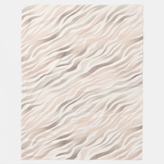 ピンククリームゼブラアニマルプリント フリースブランケット (正面)