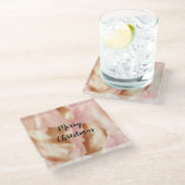 ピンククリームタンサウスウェスト女性のカーボーイコウィド ガラスコースター (アングル)