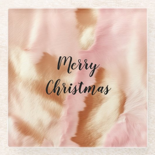 ピンククリームタンサウスウェスト女性のカーボーイコウィド ガラスコースター (正面)