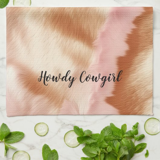 ピンククリームタンサウスウェスト女性のカーボーイコウィド キッチンタオル (折り畳み)