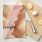 ピンククリームタンサウスウェスト女性のカーボーイコウィド キッチンタオル (四つ折り)