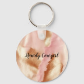 ピンククリームタンサウスウェスト女性のカーボーイコウィド キーホルダー (正面)