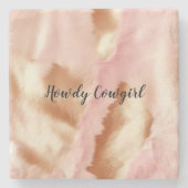 ピンククリームタンサウスウェスト女性のカーボーイコウィド ストーンコースター (正面)
