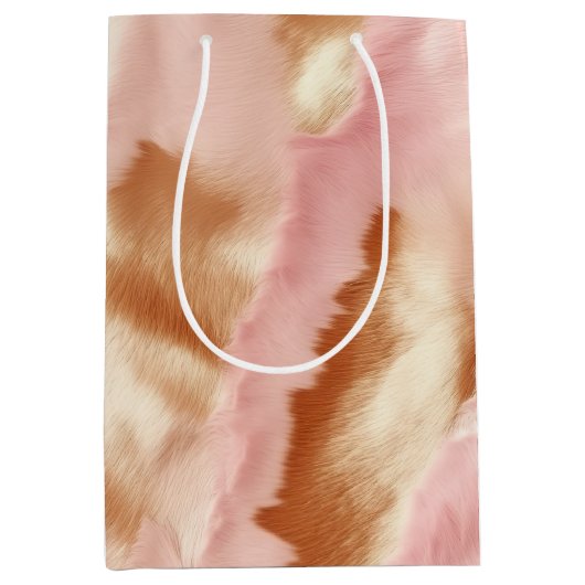 ピンククリームタンサウスウェスト女性のカーボーイコウィド ミディアムペーパーバッグ (正面)