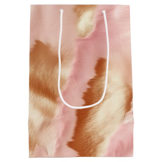 ピンククリームタンサウスウェスト女性のカーボーイコウィド ミディアムペーパーバッグ (裏面)