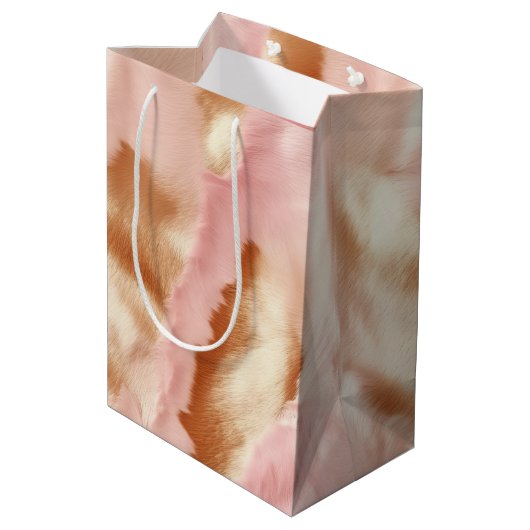 ピンククリームタンサウスウェスト女性のカーボーイコウィド ミディアムペーパーバッグ (裏面アングル)