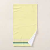 ピンククリームダークティール（緑がかった色）幾何学的ストライプ バスタオルセット (ハンドタオル)