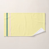 ピンククリームダークティール（緑がかった色）幾何学的ストライプ バスタオルセット (ハンドタオル)