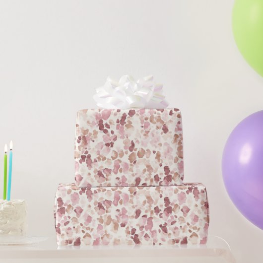 ピンククリームチョコレートブラウンヒョウ動物誕生日 ラッピングペーパー (パーティーギフト)