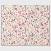 ピンククリームチョコレートブラウンヒョウ動物誕生日 ラッピングペーパー (フラット)