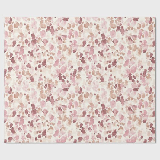 ピンククリームチョコレートブラウンヒョウ動物誕生日 ラッピングペーパー (フラット)