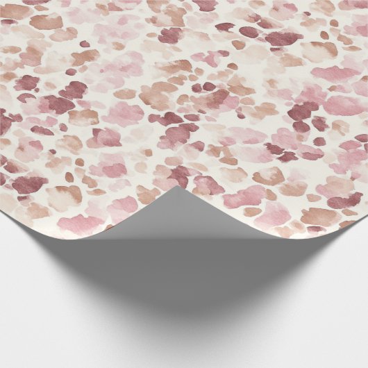 ピンククリームチョコレートブラウンヒョウ動物誕生日 ラッピングペーパー (角)