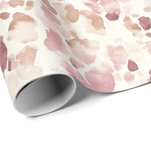 ピンククリームチョコレートブラウンヒョウ動物誕生日 ラッピングペーパー (ロールコーナー)