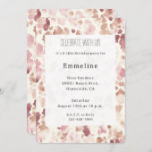 ピンククリームチョコレートブラウンヒョウ誕生日 招待状 (正面/裏面)