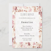 ピンククリームチョコレートブラウンヒョウ誕生日 招待状 (正面)