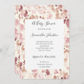 ピンククリームチョコレートブラウンヒョウ赤ちゃんシャワー 招待状 (正面/裏面)