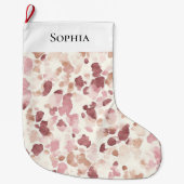 ピンククリームチョコレートブラウンヒョウ ラージクリスマスストッキング (正面)