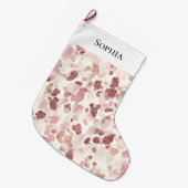 ピンククリームチョコレートブラウンヒョウ ラージクリスマスストッキング (正面 (吊り時))