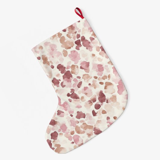 ピンククリームチョコレートブラウンヒョウ ラージクリスマスストッキング (裏面 (吊り時))