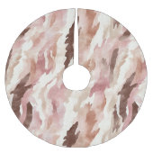 ピンククリームチョコレートブラウン抽象芸術クリスマス ブラッシュドポリエステルツリースカート (正面)