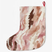 ピンククリームチョコレートブラウン抽象芸術クリスマス ラージクリスマスストッキング (裏面)
