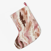 ピンククリームチョコレートブラウン抽象芸術クリスマス ラージクリスマスストッキング (裏面 (吊り時))