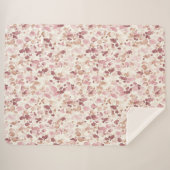 ピンククリームチョコレートブラウン抽象芸術ヒョウ動物 シェルパブランケット (正面(横))