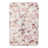 ピンククリームチョコレートブラウン抽象芸術ヒョウ動物 バスマット (正面縦)