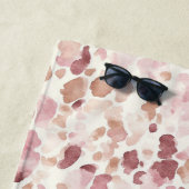 ピンククリームチョコレートブラウン抽象芸術ヒョウ動物 ビーチタオル (インサイチュ)