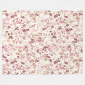 ピンククリームチョコレートブラウン抽象芸術ヒョウ動物 フリースブランケット (正面(横))