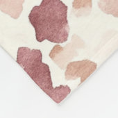 ピンククリームチョコレートブラウン抽象芸術ヒョウ動物 フリースブランケット (角)