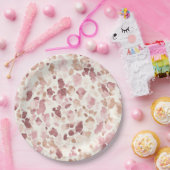 ピンククリームチョコレートブラウン抽象芸術ヒョウ動物 ペーパープレート (パーティー)