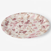 ピンククリームチョコレートブラウン抽象芸術ヒョウ動物 ペーパープレート (アングル)