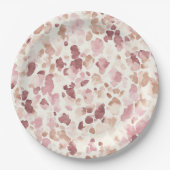 ピンククリームチョコレートブラウン抽象芸術ヒョウ動物 ペーパープレート (正面)