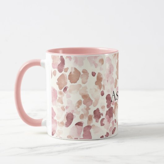 ピンククリームチョコレートブラウン抽象芸術ヒョウ動物 マグカップ (左)