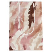 ピンククリームチョコレートブラウン抽象芸術誕生日 ミディアムペーパーバッグ (裏面)