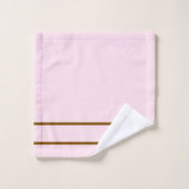 ピンククリームティール(緑がかった色)ブラウンジオメトリックストライプス バスタオルセット (ウォッシュタオル)