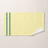 ピンククリームティール(緑がかった色)ブラウンジオメトリックストライプス バスタオルセット (ハンドタオル)